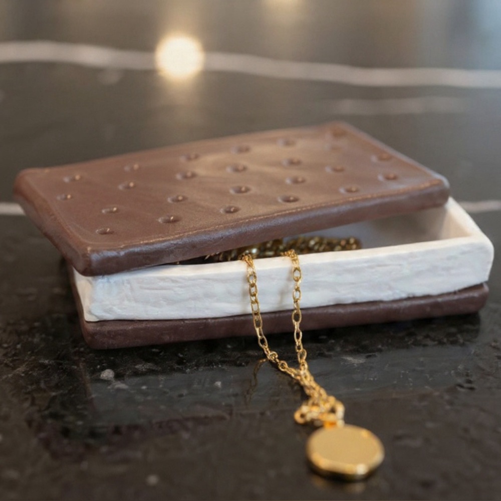 Ice Cream Sandwich Jewelry Box - Handmade - Vanilla Style